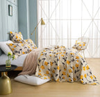 DaDa Bedding Yellow Fleur Floral Golden Orange Ivory Cream Scalloped Bedspread Set (18112) DaDalogy Bedding Collection