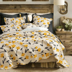 DaDa Bedding Yellow Fleur Floral Golden Orange Ivory Cream Scalloped Bedspread Set (18112) DaDalogy Bedding Collection