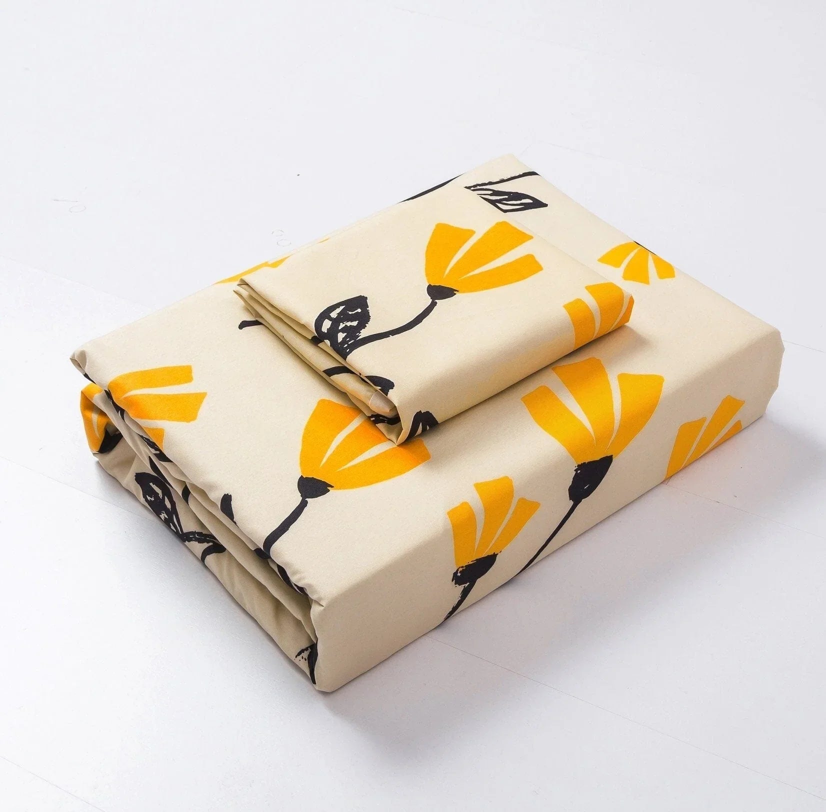 DaDa Bedding Yellow Fleur Floral Golden Orange Ivory Duvet Cover Set w/ Pillow Cases (18112) DaDalogy Bedding Collection