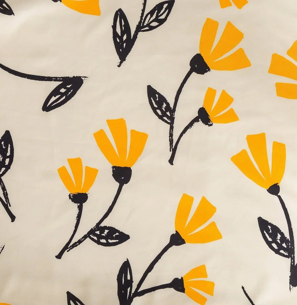 DaDa Bedding Yellow Fleur Floral Golden Orange Ivory Duvet Cover Set w/ Pillow Cases (18112) DaDalogy Bedding Collection
