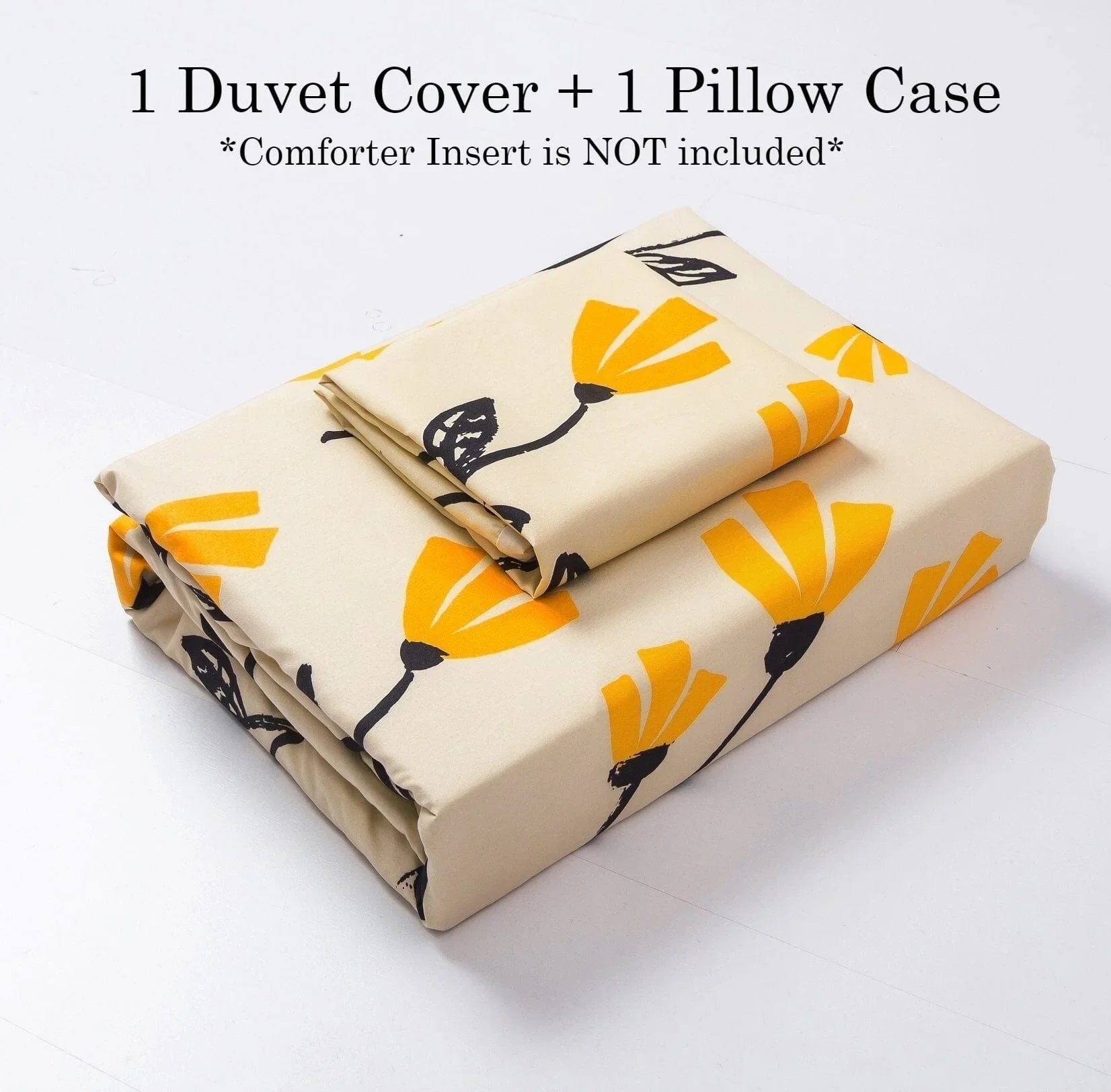 DaDa Bedding Yellow Fleur Floral Golden Orange Ivory Duvet Cover Set w/ Pillow Cases (18112) DaDalogy Bedding Collection
