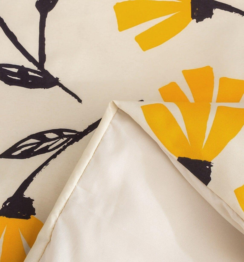 DaDa Bedding Yellow Fleur Floral Golden Orange Ivory Duvet Cover Set w/ Pillow Cases (18112) DaDalogy Bedding Collection