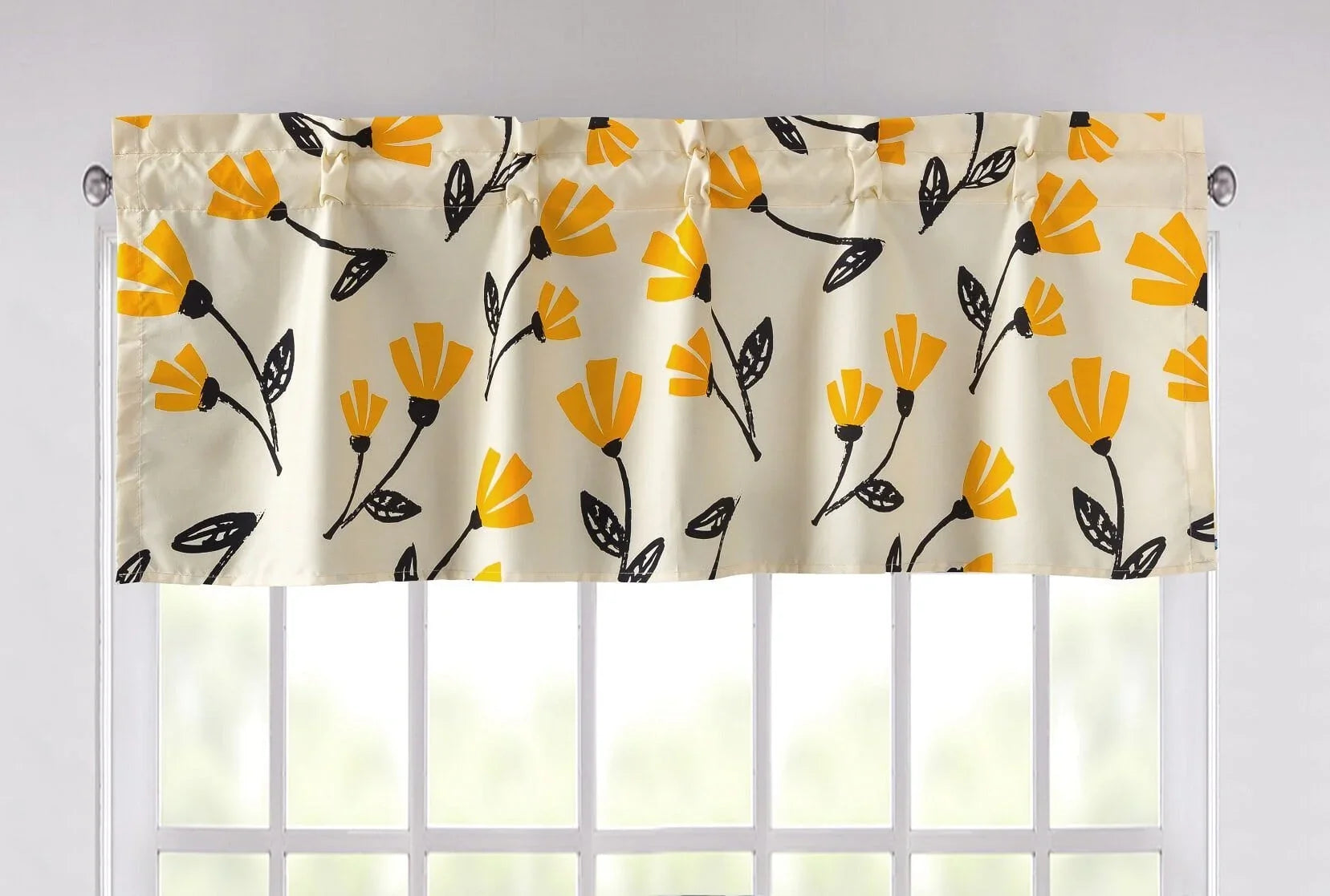 DaDa Bedding Yellow Fleur Floral Golden Orange Ivory Window Curtain Valance - 18" x 52" (18112) DaDalogy Bedding Collection
