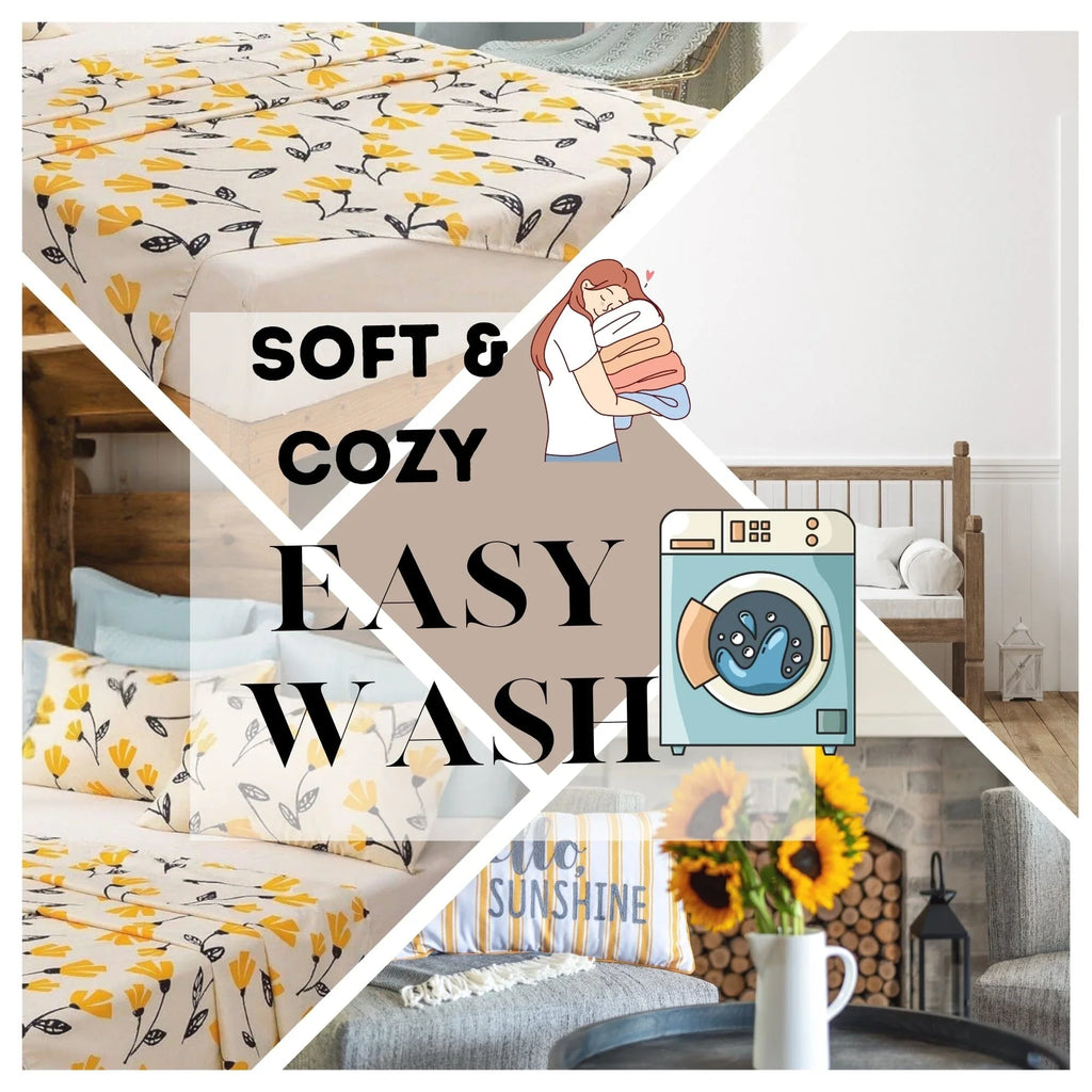 DaDa Bedding Yellow Fleur Golden Orange Floral Ivory Fitted & Flat Bed Sheets Set (18112) DaDalogy Bedding Collection