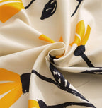 DaDa Bedding Yellow Fleur Golden Orange Floral Ivory Fitted & Flat Bed Sheets Set (18112) DaDalogy Bedding Collection