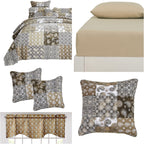 DaDalogy Bedding Bed in a Bag Bundle Set - Bohemian Paisley Dreams Floral Olive Brown Patchwork Bedspread Set (JHW885) DaDalogy Bedding Collection