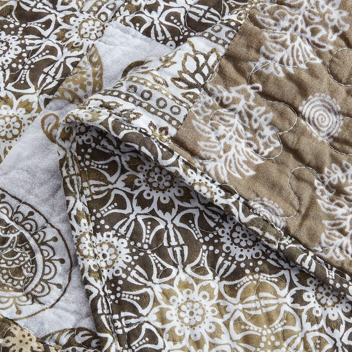 DaDalogy Bedding Bed in a Bag Bundle Set - Bohemian Paisley Dreams Floral Olive Brown Patchwork Bedspread Set (JHW885) DaDalogy Bedding Collection