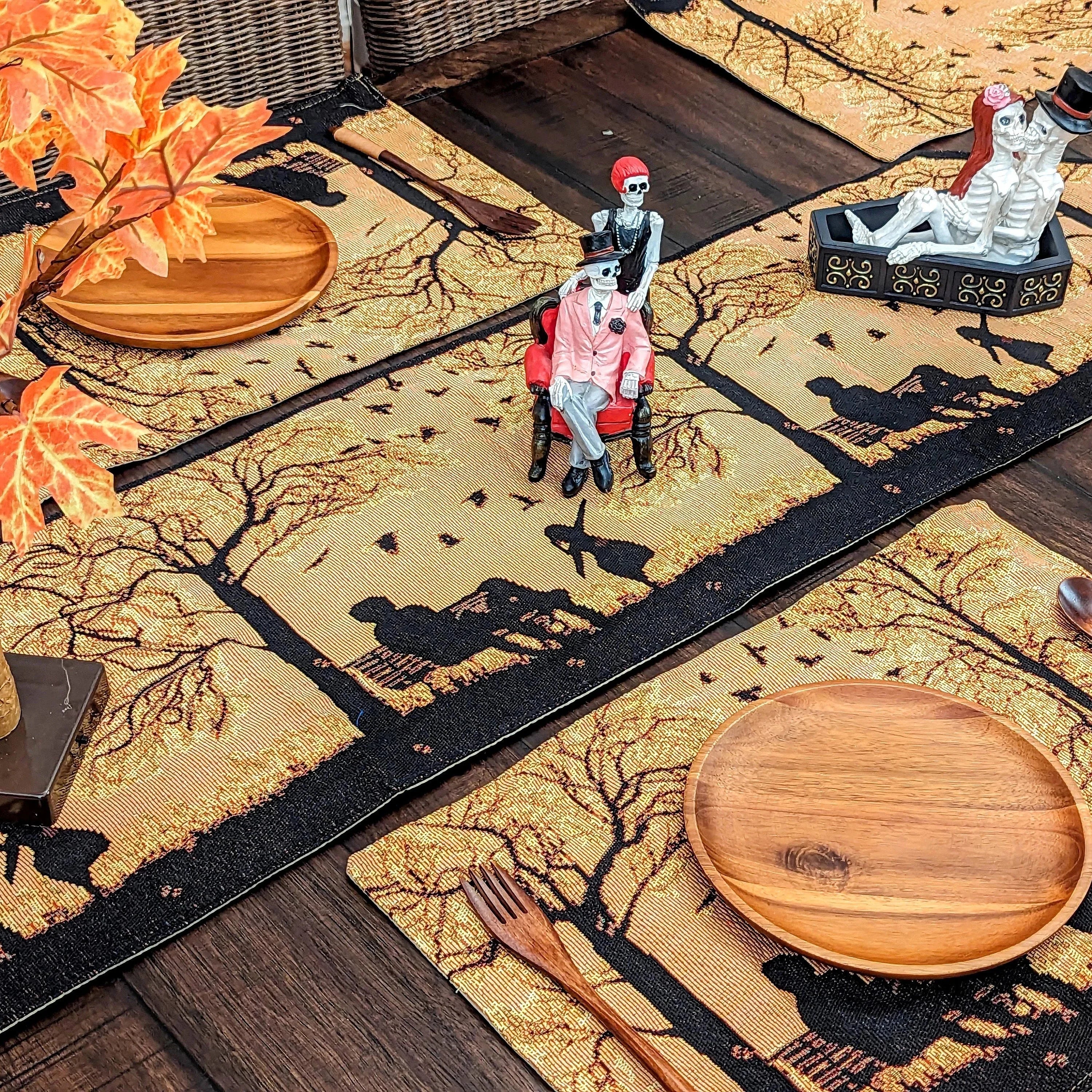 DaDalogy Bedding Set of 4 Pieces Autumn Birds Blessing Tapestry Dining Placemats 13” x 19” (Thanksgiving) DaDalogy Bedding Collection