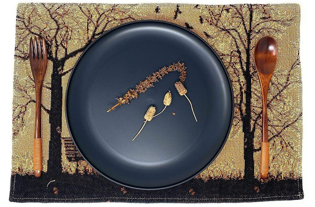 DaDalogy Bedding Set of 4 Pieces Autumn Birds Blessing Tapestry Dining Placemats 13” x 19” (Thanksgiving) DaDalogy Bedding Collection