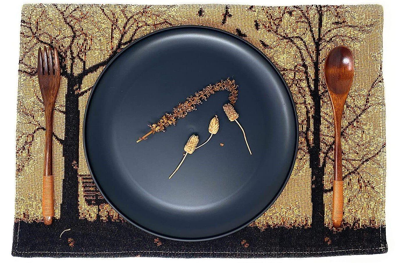 DaDalogy Bedding Set of 4 Pieces Autumn Birds Blessing Tapestry Dining Placemats 13” x 19” (Thanksgiving) DaDalogy Bedding Collection