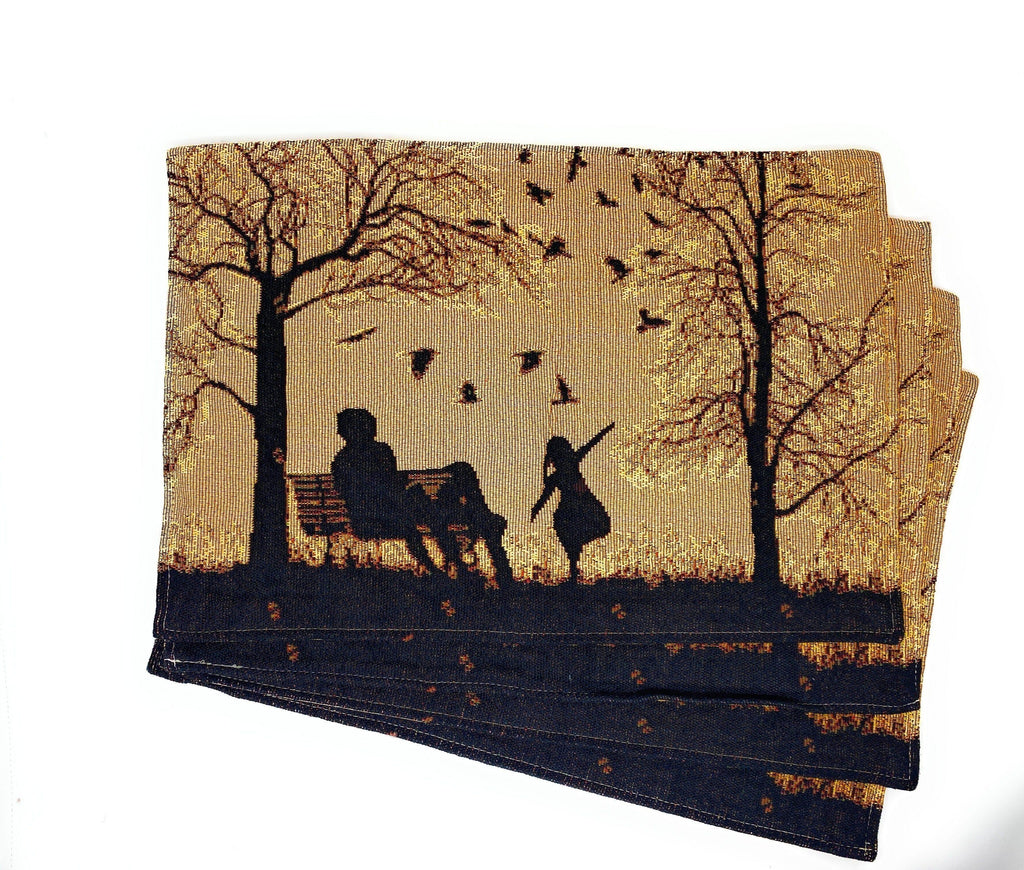 DaDalogy Bedding Set of 4 Pieces Autumn Birds Blessing Tapestry Dining Placemats 13” x 19” (Thanksgiving) DaDalogy Bedding Collection