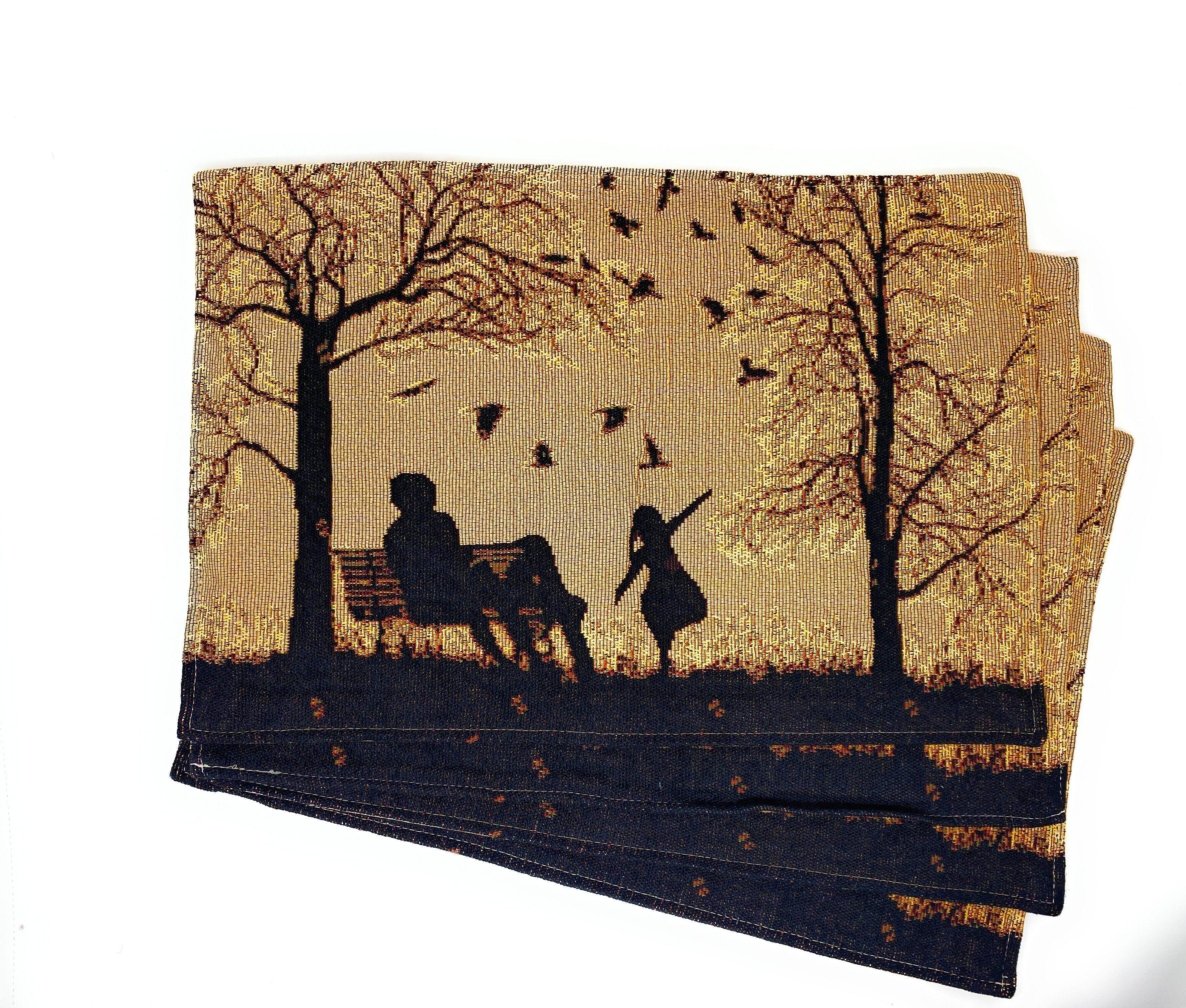 DaDalogy Bedding Set of 4 Pieces Autumn Birds Blessing Tapestry Dining Placemats 13” x 19” (Thanksgiving) DaDalogy Bedding Collection