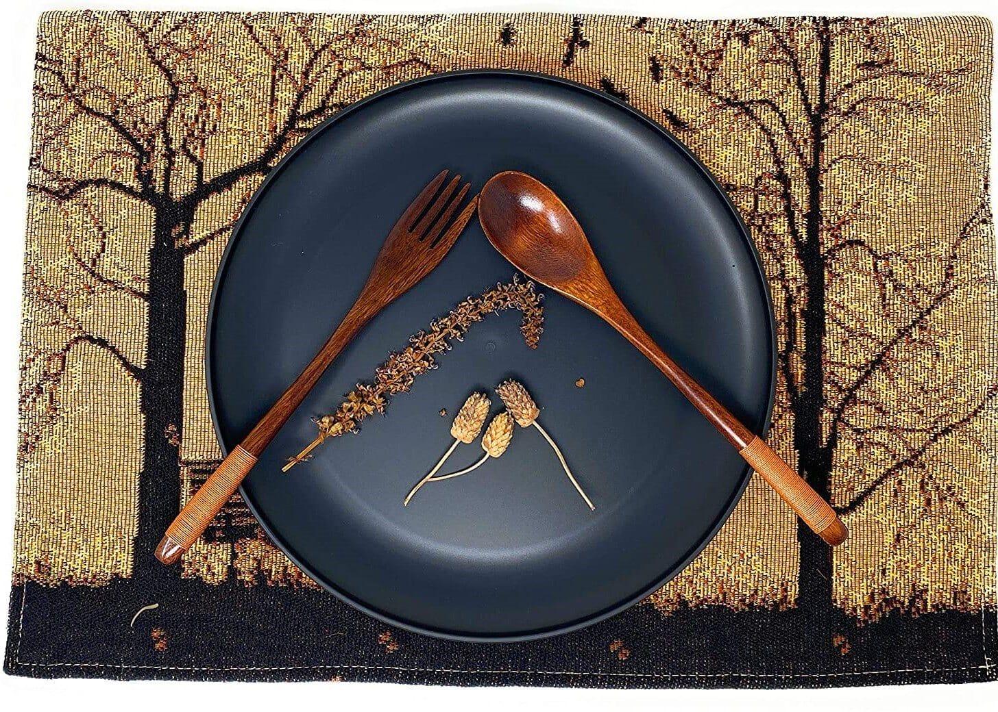 DaDalogy Bedding Set of 4 Pieces Autumn Birds Blessing Tapestry Dining Placemats 13” x 19” (Thanksgiving) DaDalogy Bedding Collection