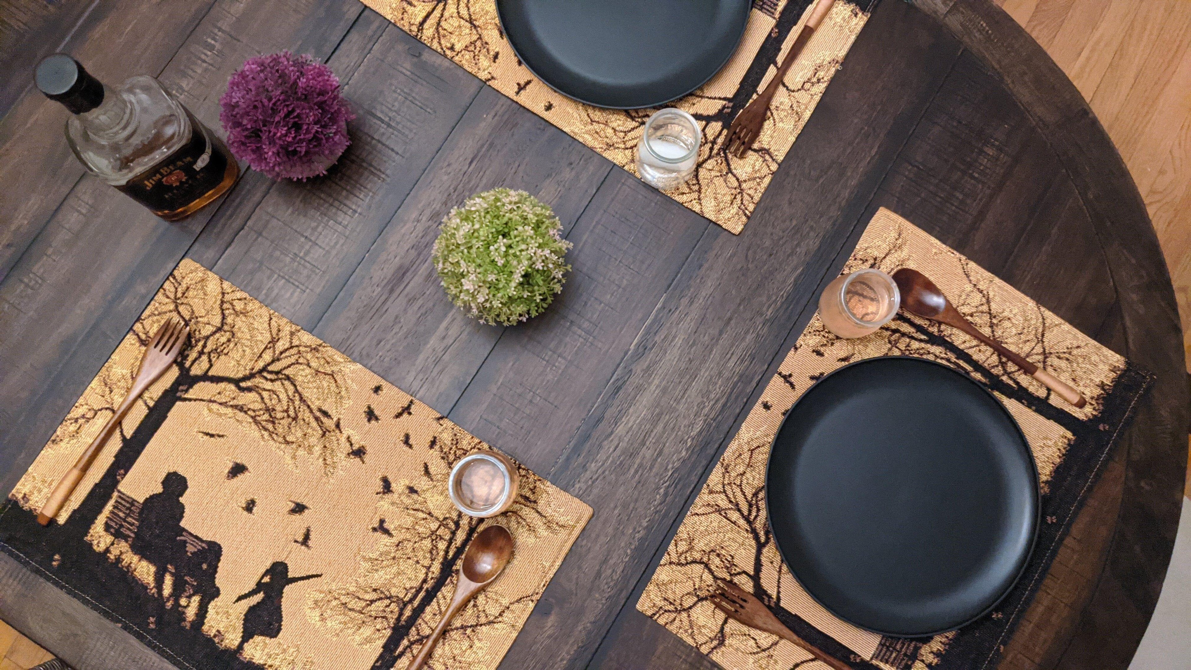 DaDalogy Bedding Set of 4 Pieces Autumn Birds Blessing Tapestry Dining Placemats 13” x 19” (Thanksgiving) DaDalogy Bedding Collection