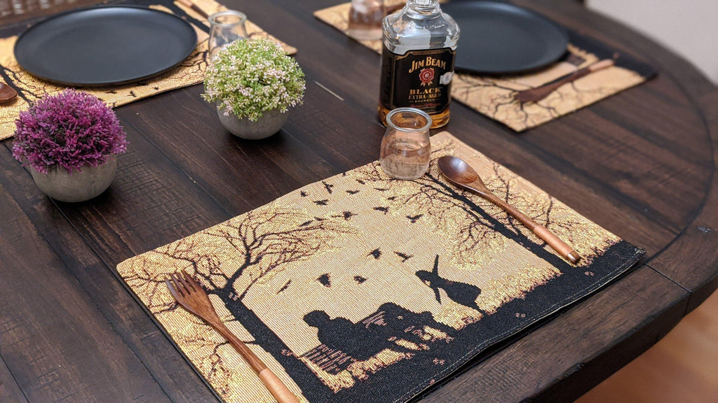 DaDalogy Bedding Set of 4 Pieces Autumn Birds Blessing Tapestry Dining Placemats 13” x 19” (Thanksgiving) DaDalogy Bedding Collection