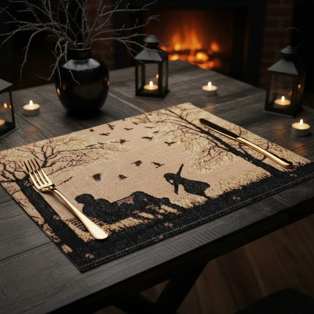 DaDalogy Bedding Set of 4 Pieces Autumn Birds Blessing Tapestry Dining Placemats 13” x 19” (Thanksgiving) DaDalogy Bedding Collection