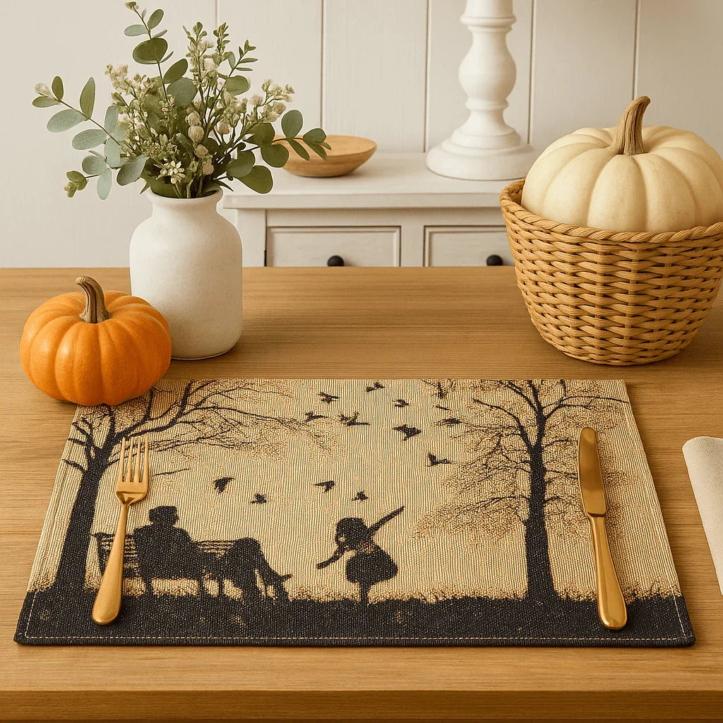 DaDalogy Bedding Set of 4 Pieces Autumn Birds Blessing Tapestry Dining Placemats 13” x 19” (Thanksgiving) DaDalogy Bedding Collection