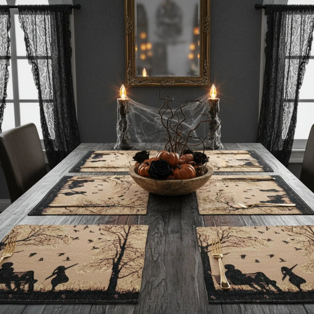DaDalogy Bedding Set of 4 Pieces Autumn Birds Blessing Tapestry Dining Placemats 13” x 19” (Thanksgiving) DaDalogy Bedding Collection