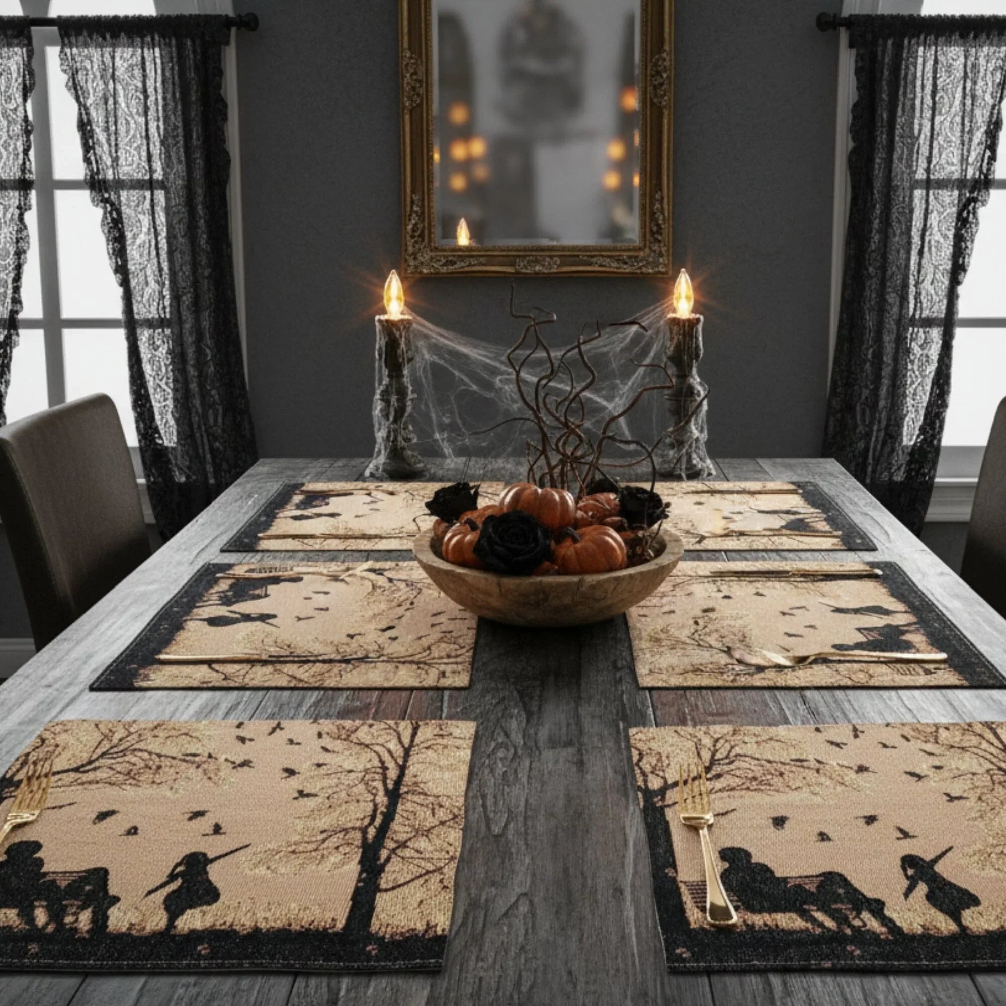 DaDalogy Bedding Set of 4 Pieces Autumn Birds Blessing Tapestry Dining Placemats 13” x 19” (Thanksgiving) DaDalogy Bedding Collection