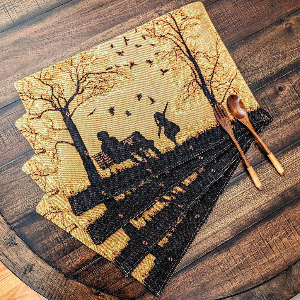 DaDalogy Bedding Set of 4 Pieces Autumn Birds Blessing Tapestry Dining Placemats 13” x 19” (Thanksgiving) DaDalogy Bedding Collection