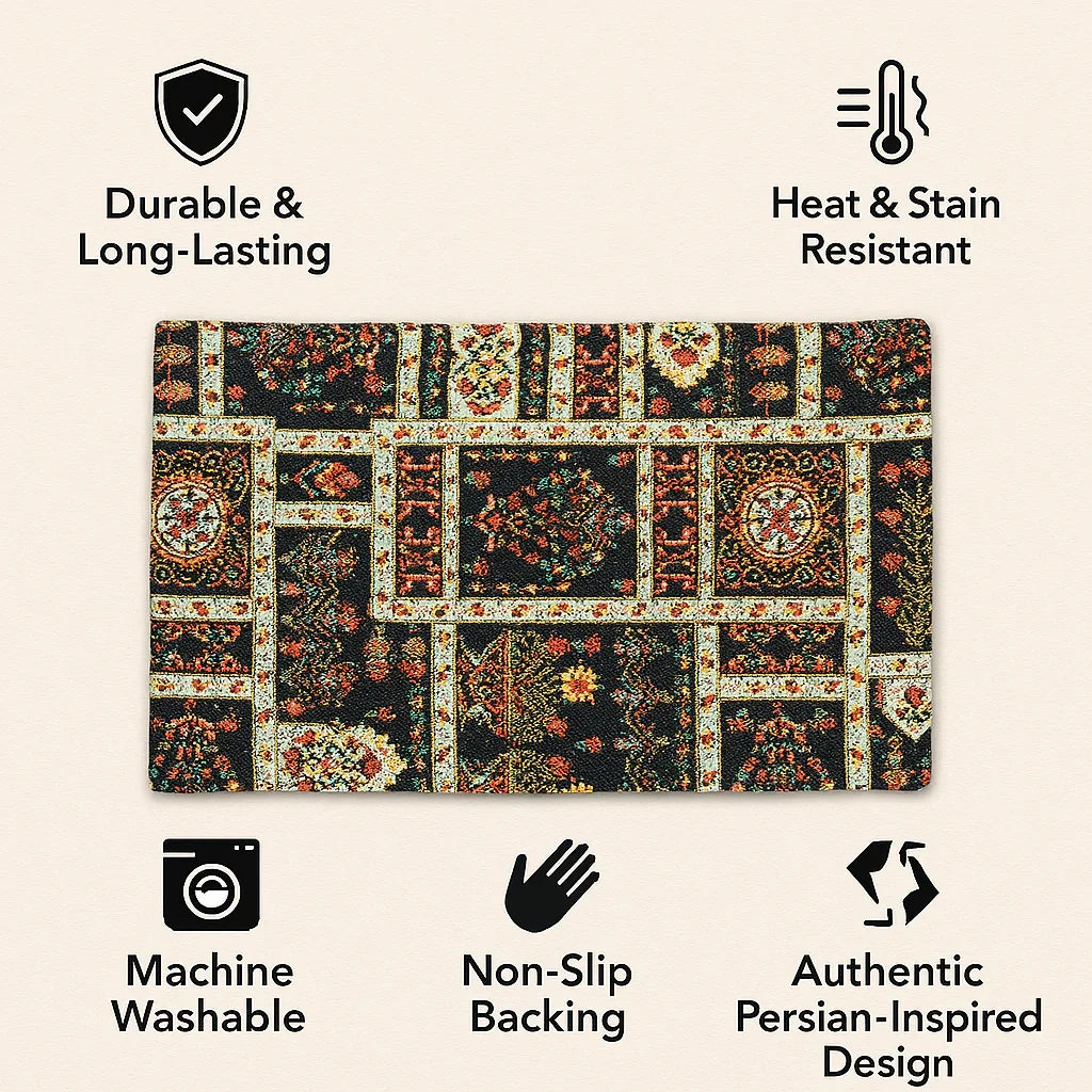DaDalogy Bedding Set of 4-Pieces Dark Noir Mughal Floral Botanical Vintage Fleur Tapestry Placemats 13” x 19” (18197) DaDalogy Bedding Collection