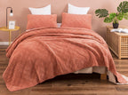 DaDalogy Bedding Terracotta Coral Brick Orange Soft Velour Corduroy Bedspread Set (JHW952) DaDalogy Bedding Collection