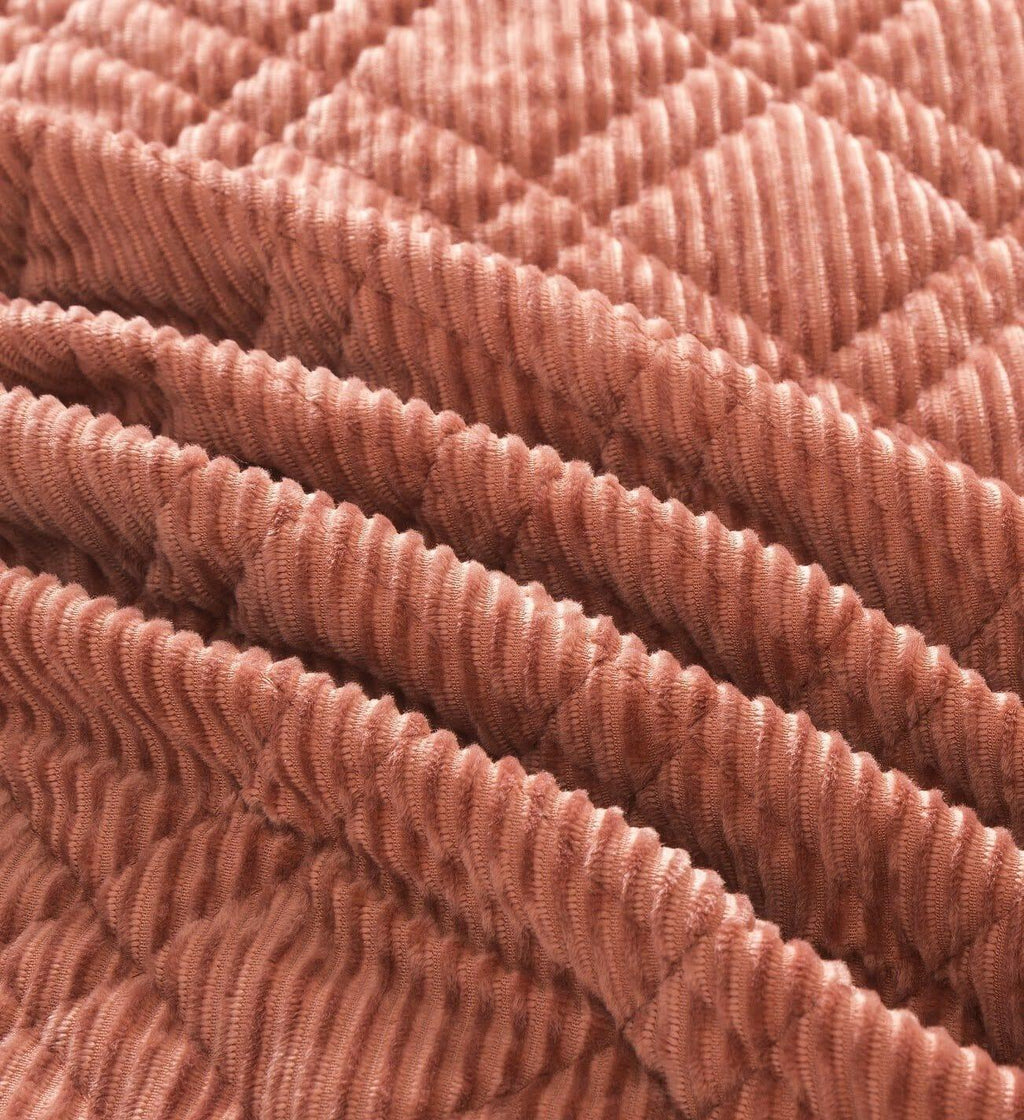 DaDalogy Bedding Terracotta Coral Brick Orange Soft Velour Corduroy Bedspread Set (JHW952) DaDalogy Bedding Collection