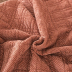DaDalogy Bedding Terracotta Coral Brick Orange Soft Velour Corduroy Bedspread Set (JHW952) DaDalogy Bedding Collection