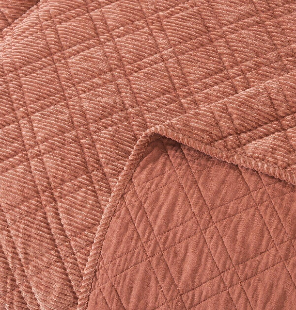 DaDalogy Bedding Terracotta Coral Brick Orange Soft Velour Corduroy Bedspread Set (JHW952) DaDalogy Bedding Collection
