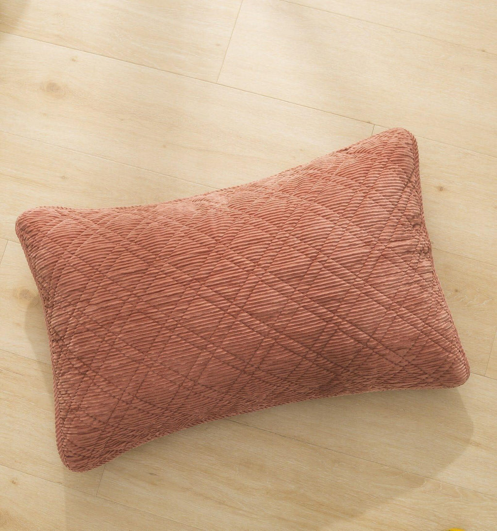 DaDalogy Bedding Terracotta Coral Brick Orange Soft Velour Corduroy Bedspread Set (JHW952) DaDalogy Bedding Collection