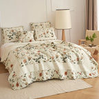 DaDalogy Enchanted Meadow Bed in a bag Set - Victoria Garden Delicate Floral Symphony in Beige, Rose, and Soft Green, Luxuriously Soft Quilted Set DaDalogy Bedding Collection
