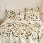 DaDalogy Enchanted Meadow Bed in a bag Set - Victoria Garden Delicate Floral Symphony in Beige, Rose, and Soft Green, Luxuriously Soft Quilted Set DaDalogy Bedding Collection