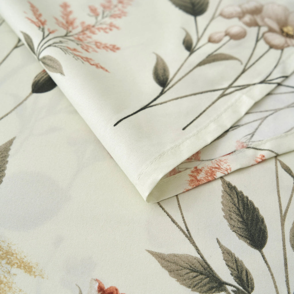 DaDalogy Enchanted Meadow Bed in a bag Set - Victoria Garden Delicate Floral Symphony in Beige, Rose, and Soft Green, Luxuriously Soft Quilted Set DaDalogy Bedding Collection