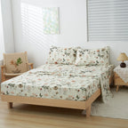 DaDalogy Enchanted Meadow Bed Sheet Set - Floral Harmony in Beige, Rose, and Soft Green, Premium Soft Microfiber, Machine Washable, Deep Pocket 14 - 15 Inches + Flat Sheet DaDalogy Bedding Collection