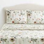 DaDalogy Enchanted Meadow Bed Sheet Set - Floral Harmony in Beige, Rose, and Soft Green, Premium Soft Microfiber, Machine Washable, Deep Pocket 14 - 15 Inches + Flat Sheet DaDalogy Bedding Collection