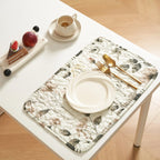DaDalogy Enchanted Meadow Placemats - Set of 4, Floral Elegance in Beige, Rose, and Soft Green, Premium Soft Microfiber, Perfect for Any Meal, 13x19 Inches DaDalogy Bedding Collection