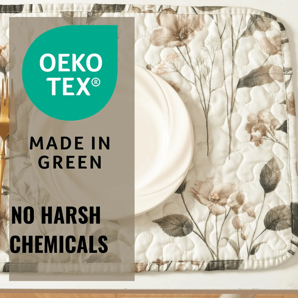 DaDalogy Enchanted Meadow Placemats - Set of 4, Floral Elegance in Beige, Rose, and Soft Green, Premium Soft Microfiber, Perfect for Any Meal, 13x19 Inches DaDalogy Bedding Collection