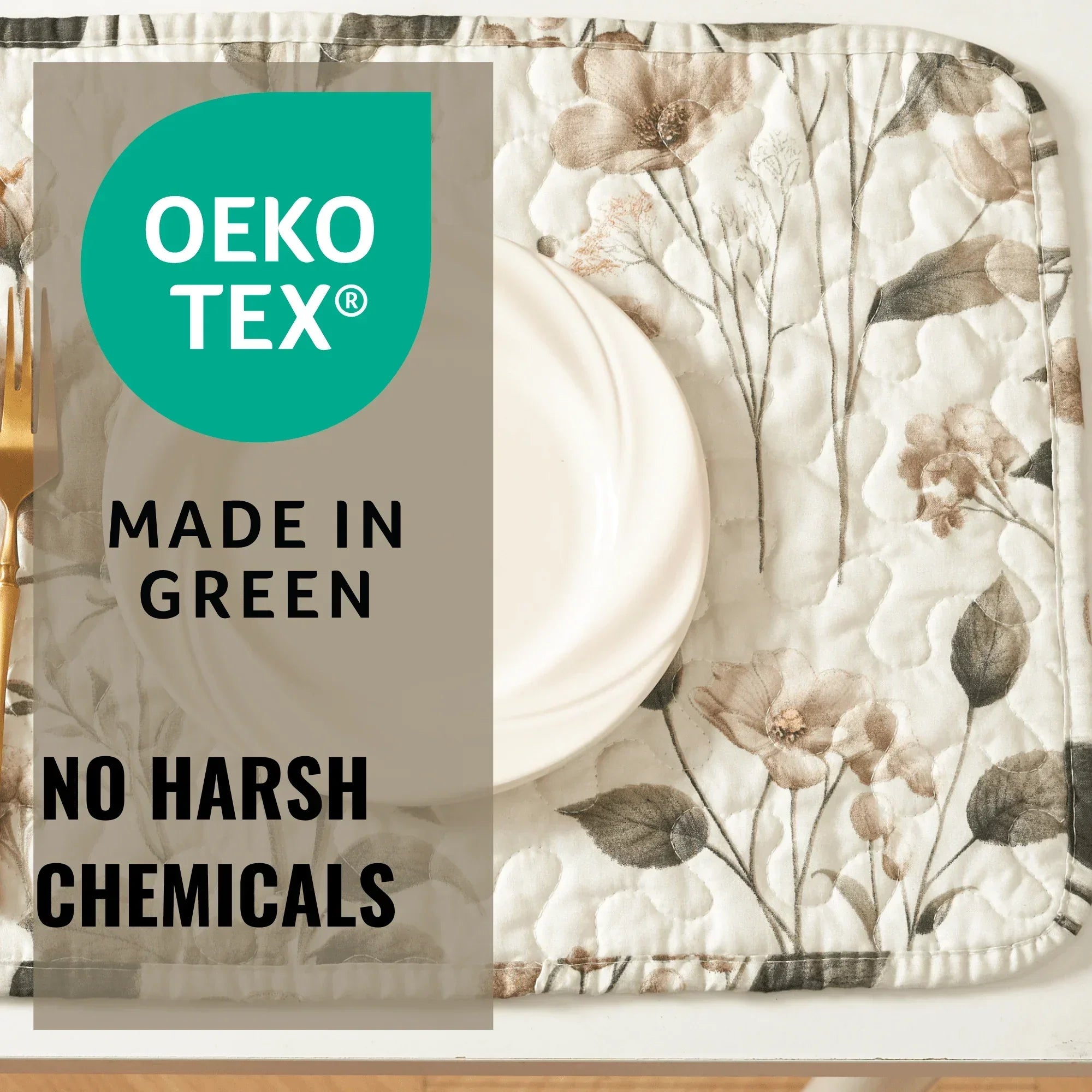 DaDalogy Enchanted Meadow Placemats - Set of 4, Floral Elegance in Beige, Rose, and Soft Green, Premium Soft Microfiber, Perfect for Any Meal, 13x19 Inches DaDalogy Bedding Collection
