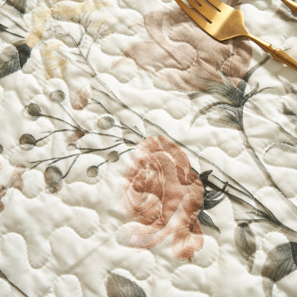 DaDalogy Enchanted Meadow Placemats - Set of 4, Floral Elegance in Beige, Rose, and Soft Green, Premium Soft Microfiber, Perfect for Any Meal, 13x19 Inches DaDalogy Bedding Collection
