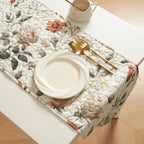 DaDalogy Enchanted Meadow Reversible Dinner Table Runner - Floral Elegance in Beige, Rose, and Soft Olive Green, Premium Soft Microfiber Quilted Table Runner DaDalogy Bedding Collection