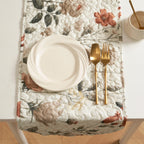 DaDalogy Enchanted Meadow Reversible Dinner Table Runner - Floral Elegance in Beige, Rose, and Soft Olive Green, Premium Soft Microfiber Quilted Table Runner DaDalogy Bedding Collection