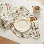 DaDalogy Enchanted Meadow Reversible Dinner Table Runner - Floral Elegance in Beige, Rose, and Soft Olive Green, Premium Soft Microfiber Quilted Table Runner DaDalogy Bedding Collection