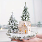 Mini Artificial Christmas Tree and House Set with Glowing Lights - Round Base, Battery-Powered, Ideal for Holiday Decorations, Winter Season, Christmas Tree Decorations, Best for Christmas, Perfect for Thanksgiving House Of Avana