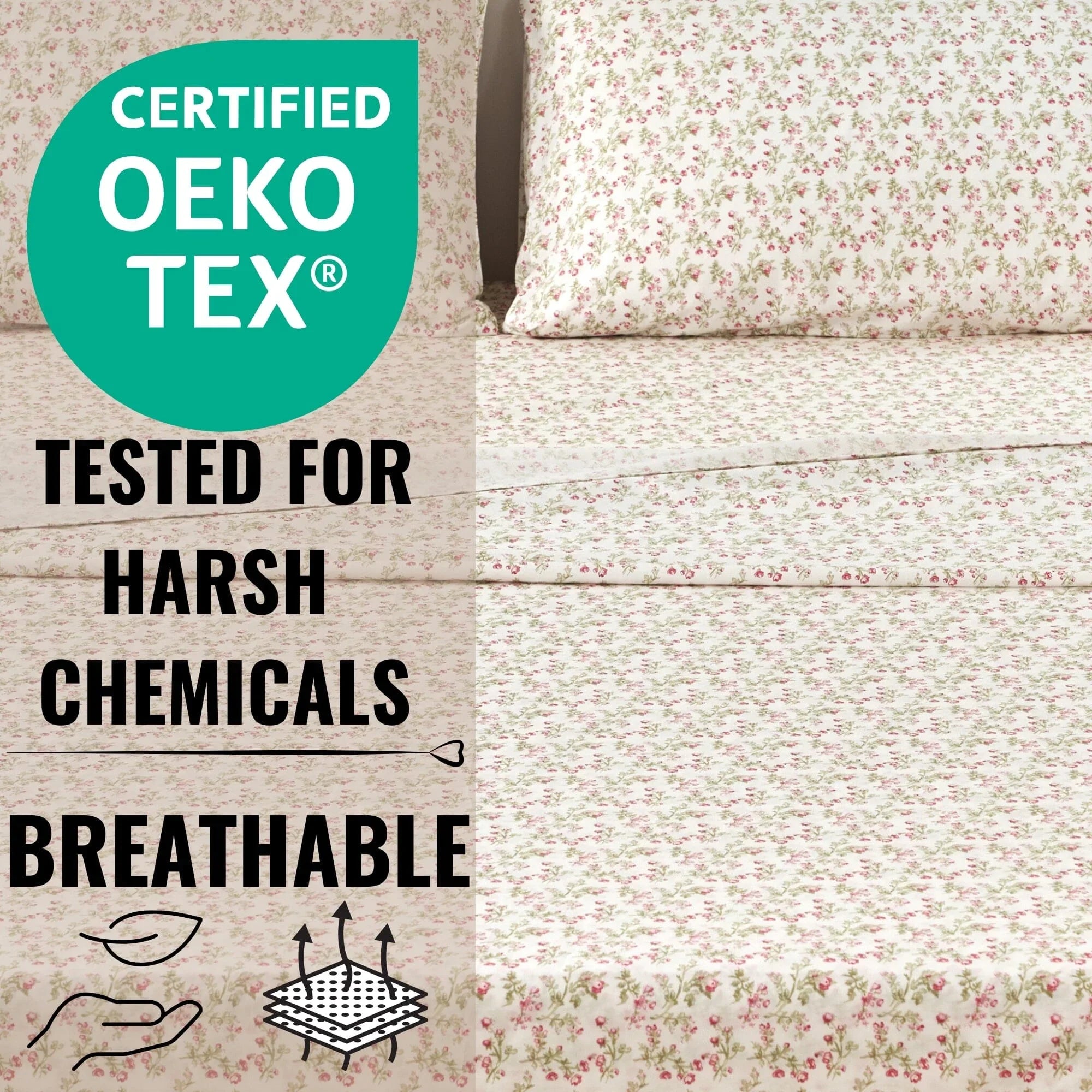 DaDa Bedding Collection Romantic Coquette Sheet Set - 100% Cotton [ Poplin Cotton ] Floral Fitted & Flat Sheets with Pillowcases - Deep Pocket Design - Soft, Breathable, Wrinkle-Resistant DaDalogy Bedding Collection