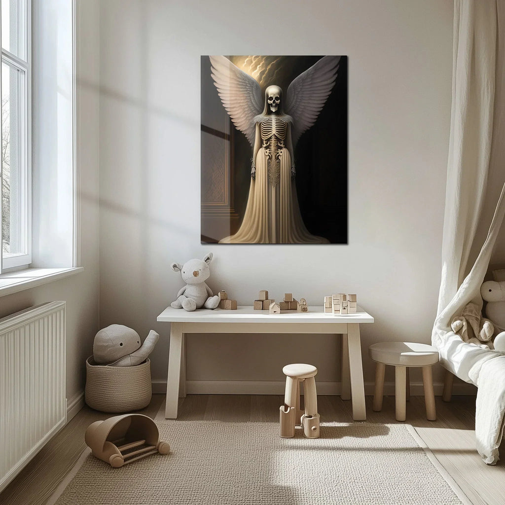 Dark Angel Skeleton – Gothic Winged Figure UV Glass Wall Art - KAFCD100 Peony Atelier