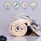 Dark Blue Striped Handwoven Turkish Towel