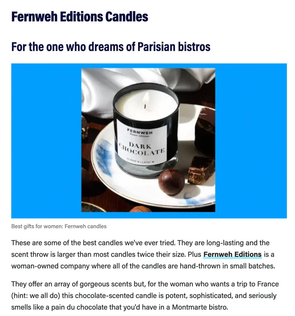 Dark Chocolate Scented Soy Candle Fernweh Editions