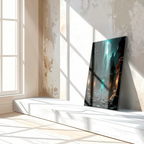 Dark Fantasy Fortress UV Glass Wall Art – Mysterious Warrior in Ancient Alien Ruins-KAFCD070 Peony Atelier