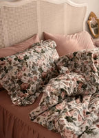 Dark Garden Floral Bedding Set / Beige Mix Ever Lasting