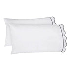 400TC Cotton Scallop Embroidery & Border Sateen Solid Sheet Set PushpLinen